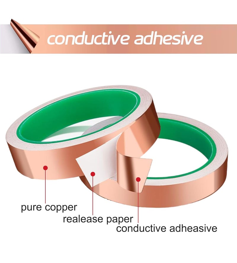 MOGEHIT Copper Foil Tape for Stained Glass Assorted Sizes 0.2/0.24/0.3/0.4Inch x 22Yards 4 Rolls Conductive Adhesive Foil Sheilding Tape for Guitars, EMI, Electrical Repairs - Image 3